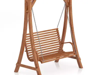 Wooden Bench Swing 3D model