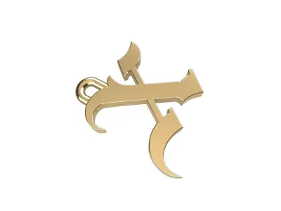 Gothic Letter X Pendant 3D print model