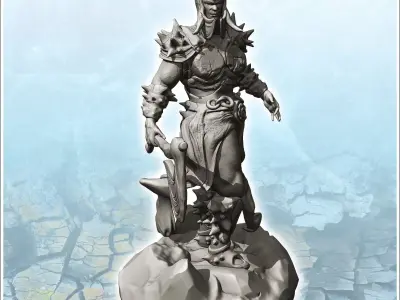 Ares Mars in war gear with ax 2 - Medieval Fantasy Magic Feudal  3D print model