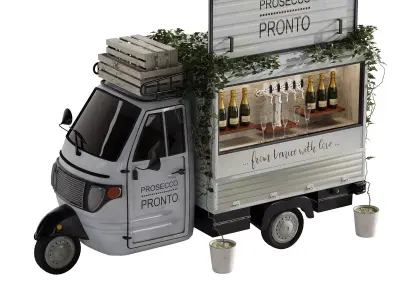 Photorealistic Prosecco Street Bar Truck 3D model