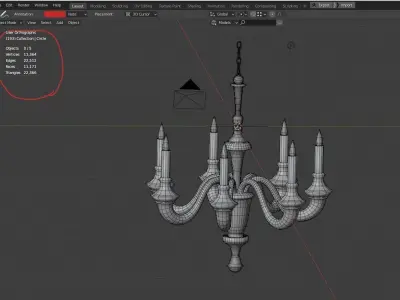  Chandelier lamp 3D model in blender Low-poly 3D model