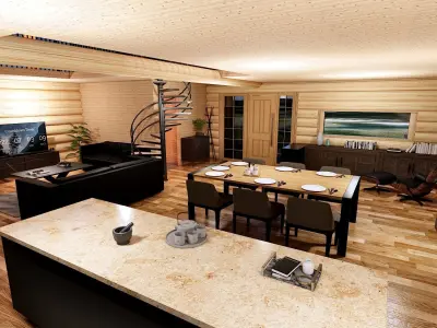 log house log garage log SPA 3D model