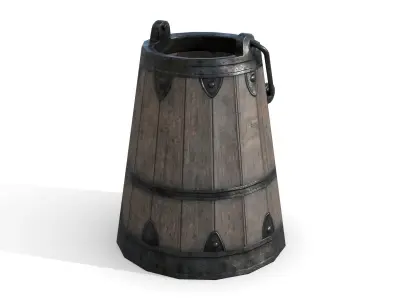 Old Wooden Bucket Low-poly 3D model