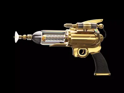 Ray gun Steampunk Low-poly 3D model
