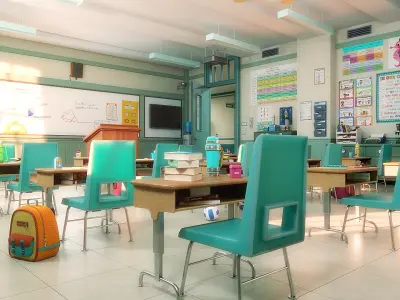  Cartoon Classroom Corridor 