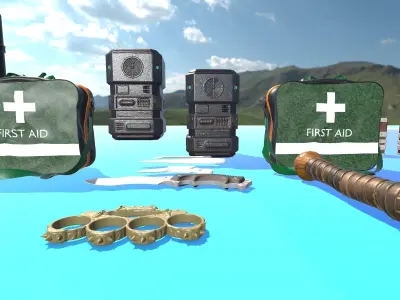 Sci Fi Weapons and Props Pack Game Ready Low Poly Models Low-poly 3D model