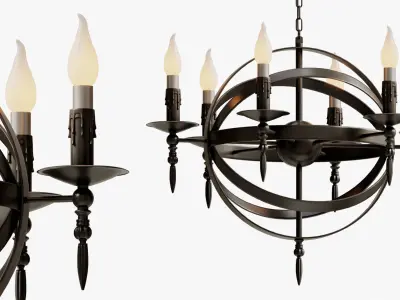 Chandelier Black Sphere Loft Deco 3D model