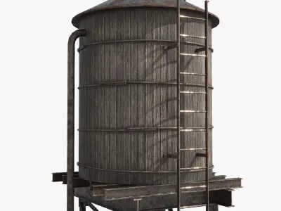 Vintage Water Tower v2 Low-poly 3D model