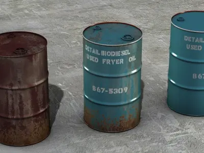 oil barrel set 01 Free low-poly 3D model