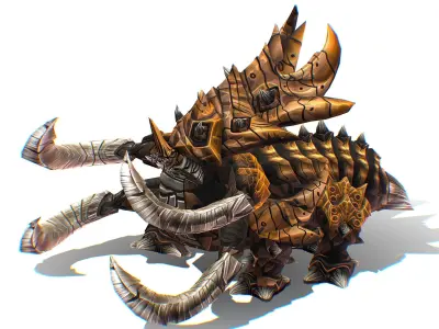 Monster Creature Dino Ceratopsian Triceratops Low-poly 3D model