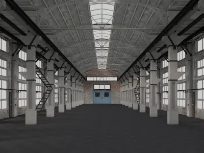 Old Warehouse interior and exterior 4 3D model
