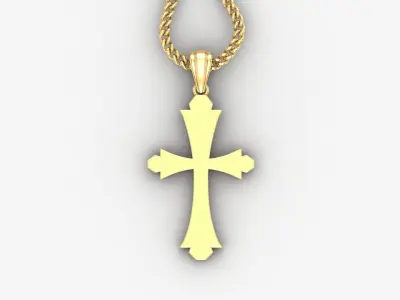 Light Gold 18K Cross Pendant 1CP042 3D print model buy