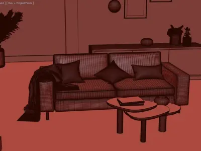 Living room - Scandinavian style - Photorealist 3D model