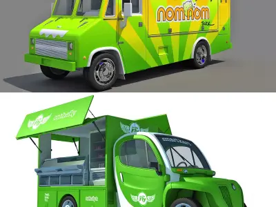 Set of 2 Food Trucks 3D model