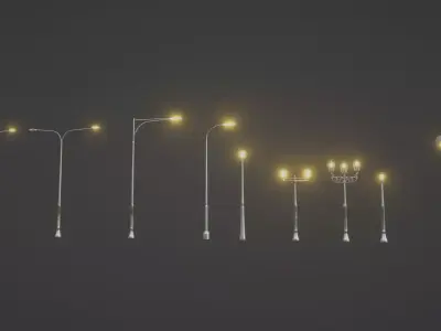 lowpoly street lights Low-poly 3D model