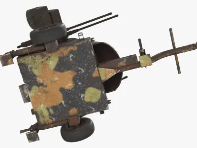  Rusted Abandoned WWII Quad Mounted Anti-Aircraft Gun 