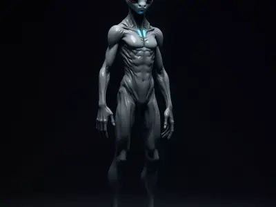 Alien Humanoid Sci-Fi Character  Rigged 3D Model 3D print model