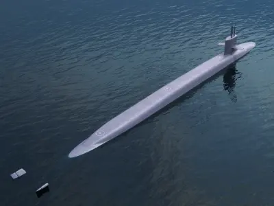  Military SSBN Submarine with Water Surface 