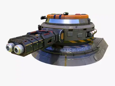 Sci-Fi heavy plasma turret Low-poly 3D model