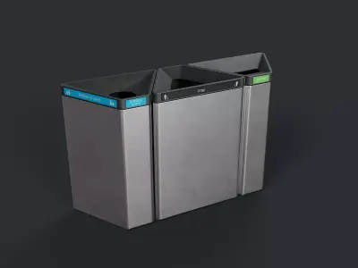 Street Trash Can 20 PBR Game Ready  Low-poly 3D model