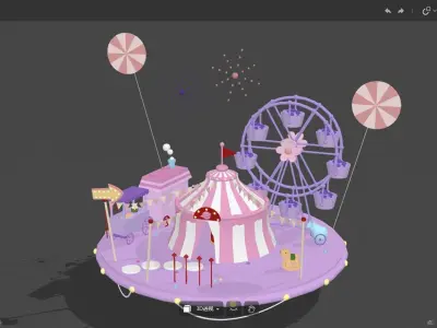 carnival ferris wheel and rides Free 3D model