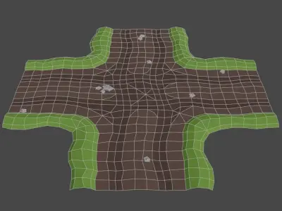 Low poly country road Low-poly 3D model