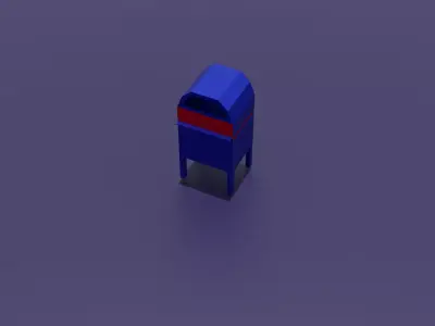 Low Poly Old City Mailbox Stylized Street Prop for Games Low-poly 3D model