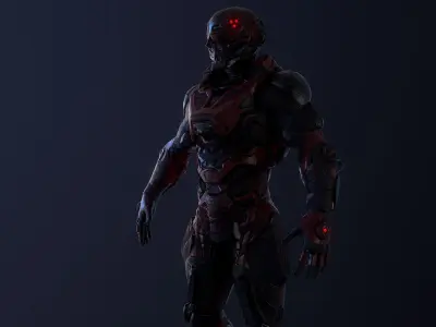 Cybernetist PBR Game Ready Rigged Model Low-poly 3D model