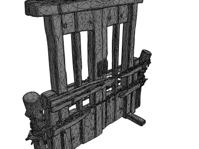 Stylized Wooden Barbed Wire Gate Low-poly 3D model