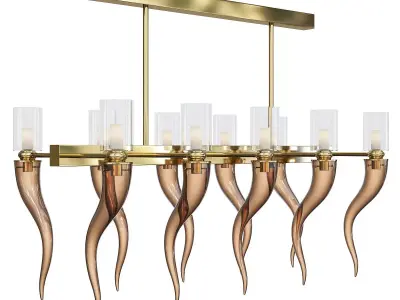 COFFEE VENETIAN GLASS RECTANGULAR CHANDELIER 3D model