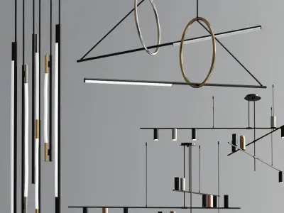 Modern Ceiling Suspension Pendant Collection 02 3D model
