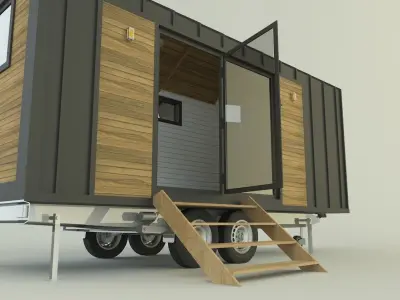 tiny house camping caravan 3D model