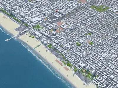 Santa Monica Downtown California USA Low-poly 3D model