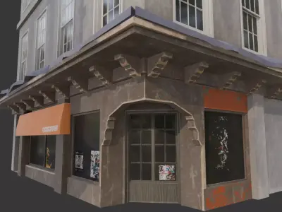 Modular Old Town Apartment Block  Game Ready PBR Buildings Low-poly 3D model