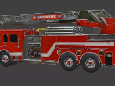 Fire Department Ladder Truck-3D Model 3D model