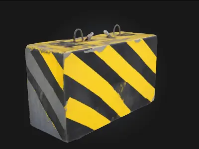 Caution Block Safety Barrier Prop 3D model