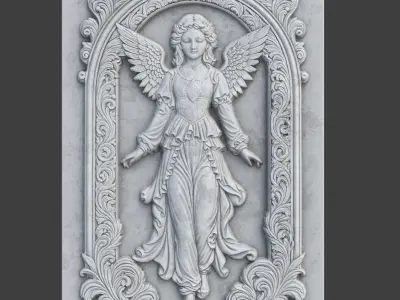 Renaissance Angel Wall - Bas Relief Wall Decor 230902 Low-poly 3D model