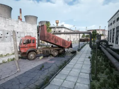 Abandoned Factory Level Low-poly 3D model