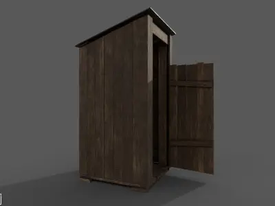 Wooden Outhouse Low-poly 3D model