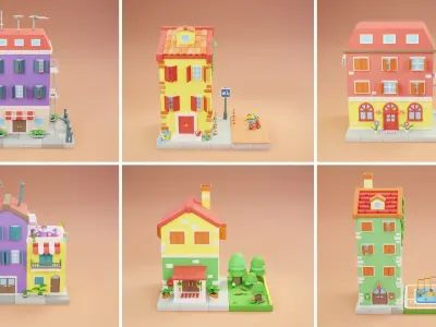 MEGA PACK Cozy Cartoon World Exterior Low-poly 3D model