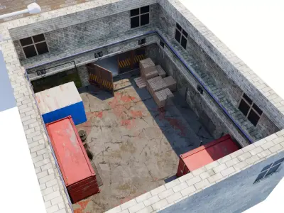 Industrial Hall and Warehouse Modular Level Pack Low-poly 3D model