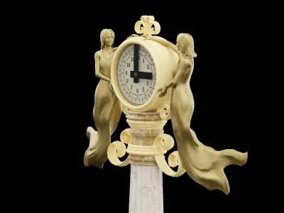 Fancy Street Clock Low-poly 3D model buy