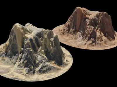 Desert rocks 4-8K Low-poly 3D model