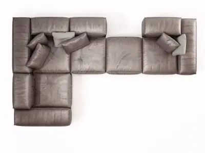 Extrasoft E sectional sofa leather 3D model