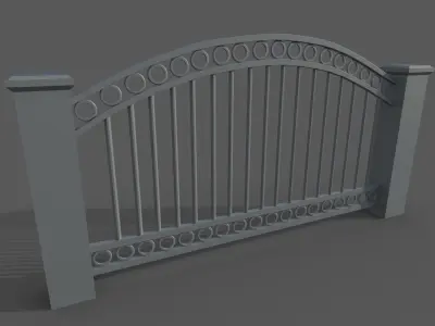 fence 2 wrought iron gate Low-poly 3D model