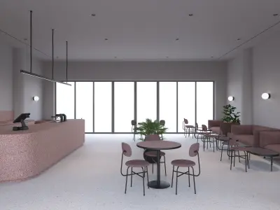 Slope Cafe Interior Scene 3D model