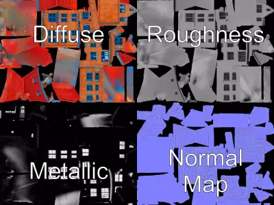 Red Brick House model pack Low-poly 3D model