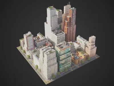 Realistic City District C23-A31 MAYA Low-poly 3D model