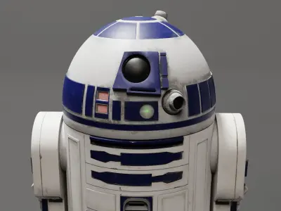Low poly R2-D2 Model -Rigged and Textured Low-poly 3D model