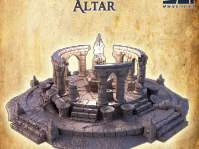 Old Round Altar Tabletop Terrain 28 MM 3D print model